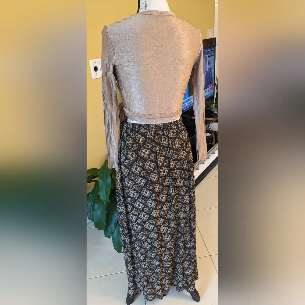 VINTAGE 90's Y2K  Sunflower Floral Print Maxi Skirt  Size Small - Picture 2 of 5